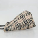 BURBERRY Nova Check Blue Label Tote Bag Nylon Beige Silver Auth YKZ1620-4