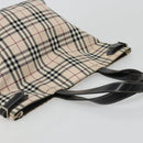 BURBERRY Nova Check Blue Label Tote Bag Nylon Beige Silver Auth YKZ1620-6