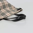 BURBERRY Nova Check Blue Label Tote Bag Nylon Beige Silver Auth YKZ1620-7