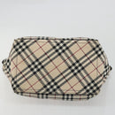 BURBERRY Nova Check Blue Label Tote Bag Nylon Beige Silver Auth YKZ1620-5
