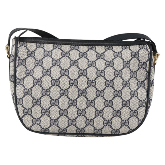 GUCCI GG Supreme Sherry Line Bag PVC Navy Gold Red 89 02 032 Auth YKZ1624