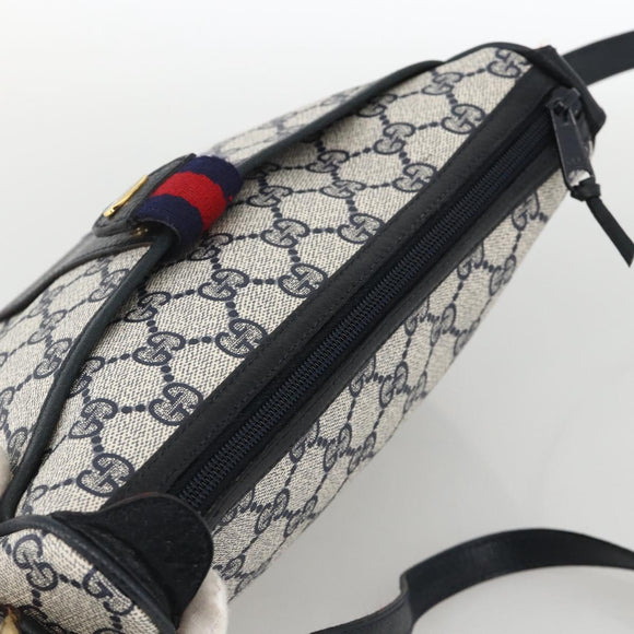 GUCCI GG Supreme Sherry Line Bag PVC Navy Gold Red 89 02 032 Auth YKZ1624