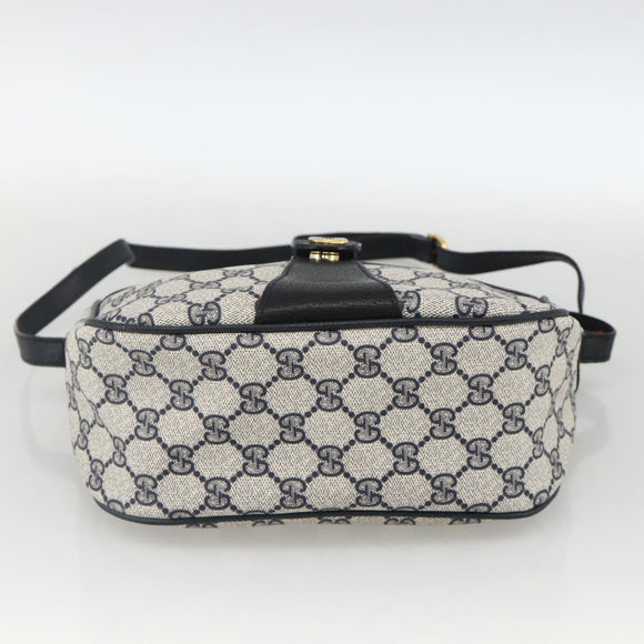 GUCCI GG Supreme Sherry Line Bag PVC Navy Gold Red 89 02 032 Auth YKZ1624