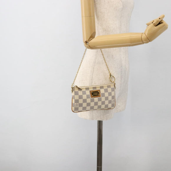 LOUIS VUITTON Damier Azur Pochette Mira MM Accessory Pouch N60027 Auth YKZ1627V