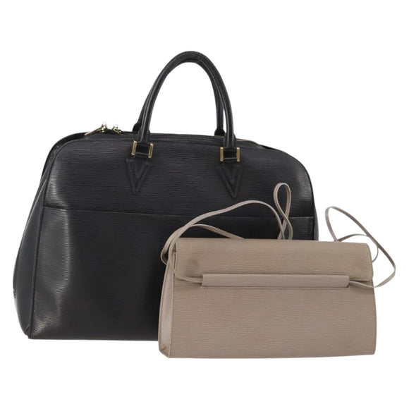 LOUIS VUITTON Epi Hand Bag 2 Set Black Lilac LV Auth YKZ1638