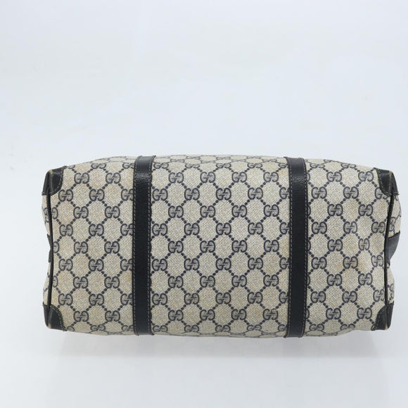GUCCI GG Supreme Hand Bag PVC Navy Gold Auth YKZ165