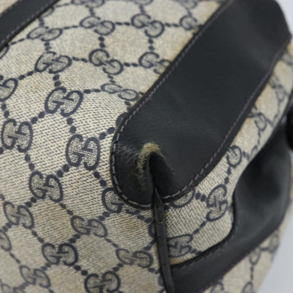 GUCCI GG Supreme Hand Bag PVC Navy Gold Auth YKZ165