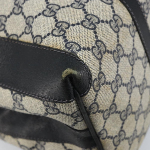 GUCCI GG Supreme Hand Bag PVC Navy Gold Auth YKZ165