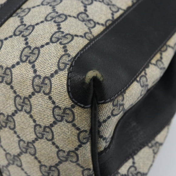 GUCCI GG Supreme Hand Bag PVC Navy Gold Auth YKZ165