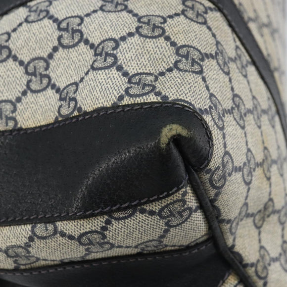 GUCCI GG Supreme Hand Bag PVC Navy Gold Auth YKZ165