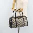 GUCCI GG Supreme Hand Bag PVC Navy Gold Auth YKZ165-24