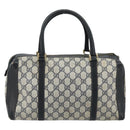 GUCCI GG Supreme Hand Bag PVC Navy Gold Auth YKZ165-2