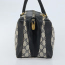 GUCCI GG Supreme Hand Bag PVC Navy Gold Auth YKZ165-3