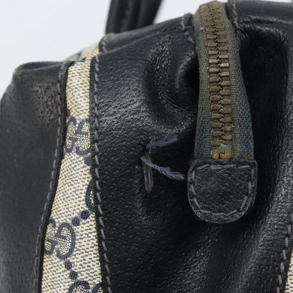 GUCCI GG Supreme Hand Bag PVC Navy Gold Auth YKZ165