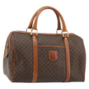 CELINE Macadam Canvas Hand Bag PVC Leather Brown Gold Auth YKZ166A-1