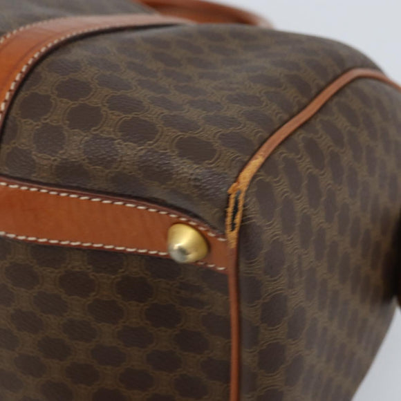 CELINE Macadam Canvas Hand Bag PVC Leather Brown Gold Auth YKZ166A