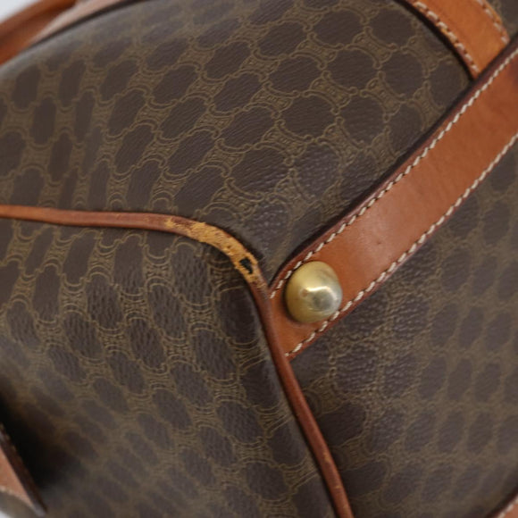 CELINE Macadam Canvas Hand Bag PVC Leather Brown Gold Auth YKZ166A