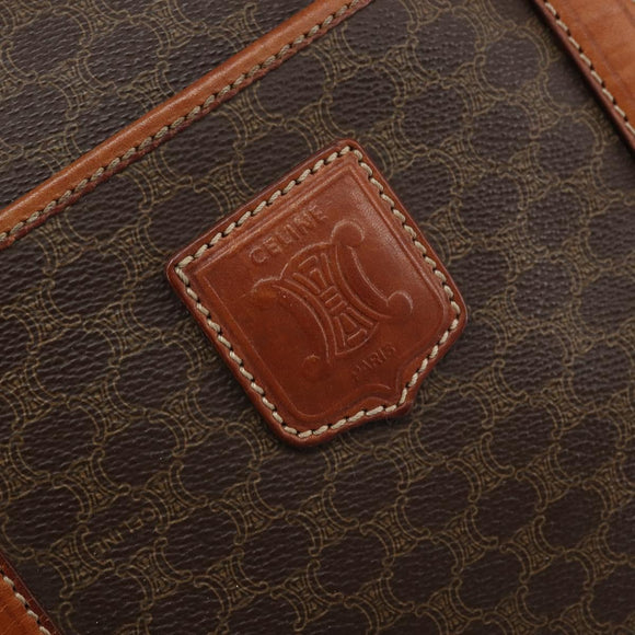 CELINE Macadam Canvas Hand Bag PVC Leather Brown Gold Auth YKZ166A