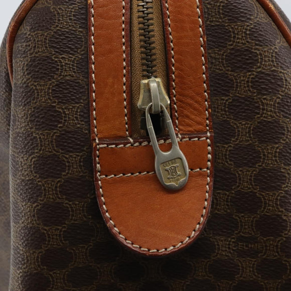 CELINE Macadam Canvas Hand Bag PVC Leather Brown Gold Auth YKZ166A