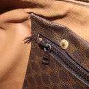 CELINE Macadam Canvas Hand Bag PVC Leather Brown Gold Auth YKZ166A-21