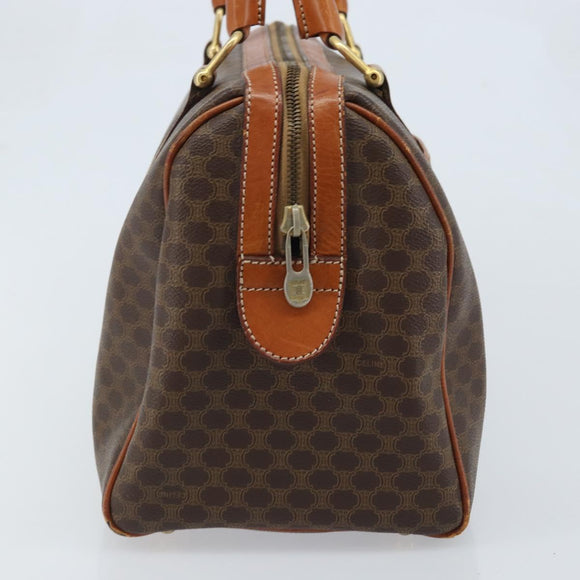 CELINE Macadam Canvas Hand Bag PVC Leather Brown Gold Auth YKZ166A