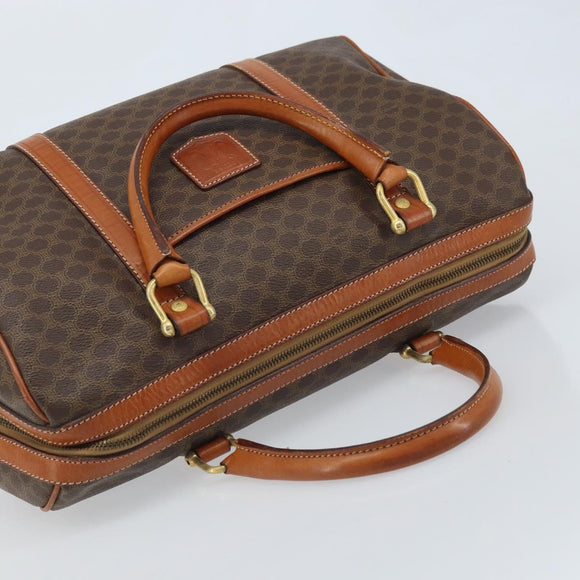 CELINE Macadam Canvas Hand Bag PVC Leather Brown Gold Auth YKZ166A