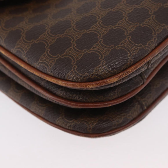 CELINE Macadam Canvas Shoulder Bag PVC Leather Brown Gold Auth YKZ167