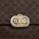 CELINE Macadam Canvas Shoulder Bag PVC Leather Brown Gold Auth YKZ167-17