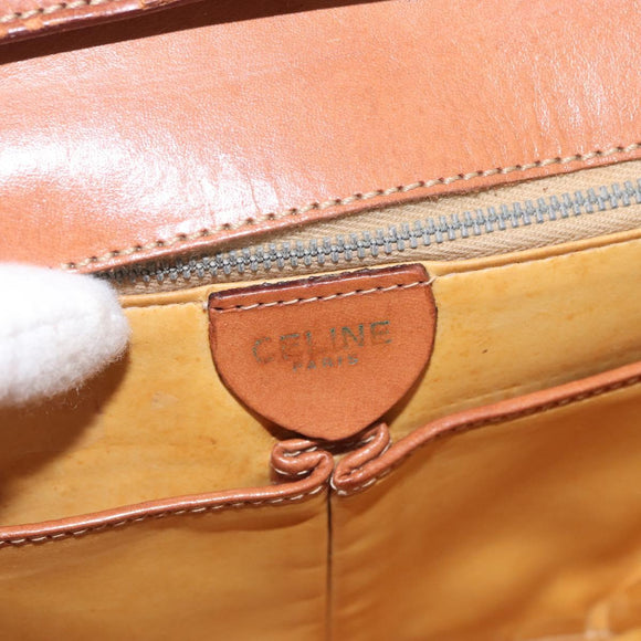 CELINE Macadam Canvas Shoulder Bag PVC Leather Brown Gold Auth YKZ167