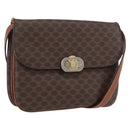 CELINE Macadam Canvas Shoulder Bag PVC Leather Brown Gold Auth YKZ167-1
