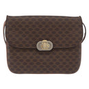 CELINE Macadam Canvas Shoulder Bag PVC Leather Brown Gold Auth YKZ167-13