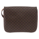 CELINE Macadam Canvas Shoulder Bag PVC Leather Brown Gold Auth YKZ167-2