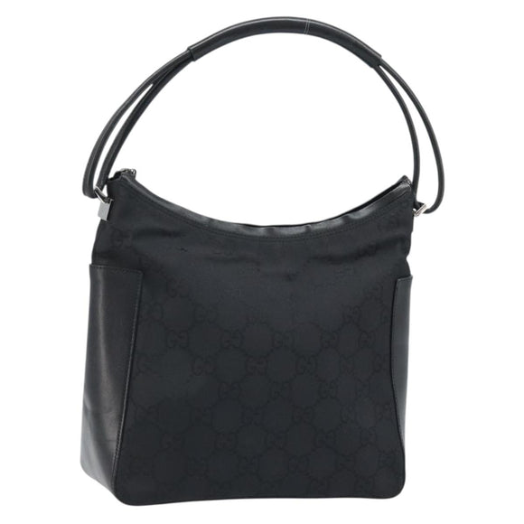 GUCCI GG Canvas Shoulder Bag Black Silver 001 3766 Auth YKZ177A