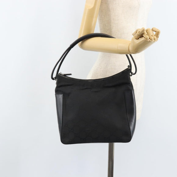 GUCCI GG Canvas Shoulder Bag Black Silver 001 3766 Auth YKZ177A