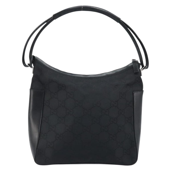 GUCCI GG Canvas Shoulder Bag Black Silver 001 3766 Auth YKZ177A