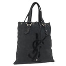 SAINT LAURENT Kahala Tote Bag Canvas Black Silver 121631 Auth YKZ178-1