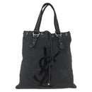 SAINT LAURENT Kahala Tote Bag Canvas Black Silver 121631 Auth YKZ178-13