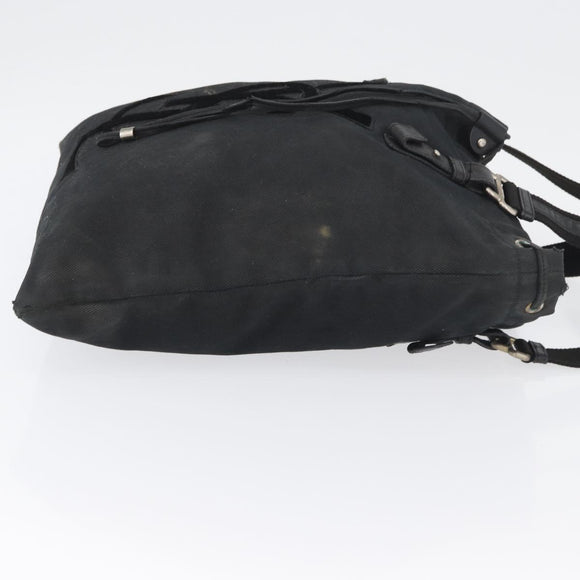 SAINT LAURENT Kahala Tote Bag Canvas Black Silver 121631 Auth YKZ178