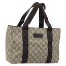 GUCCI GG Supreme Hand Bag PVC Silver Beige 141976 Auth YKZ182-1