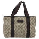 GUCCI GG Supreme Hand Bag PVC Silver Beige 141976 Auth YKZ182-13