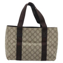 GUCCI GG Supreme Hand Bag PVC Silver Beige 141976 Auth YKZ182-2