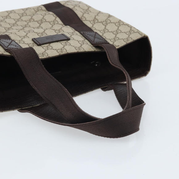 GUCCI GG Supreme Hand Bag PVC Silver Beige 141976 Auth YKZ182