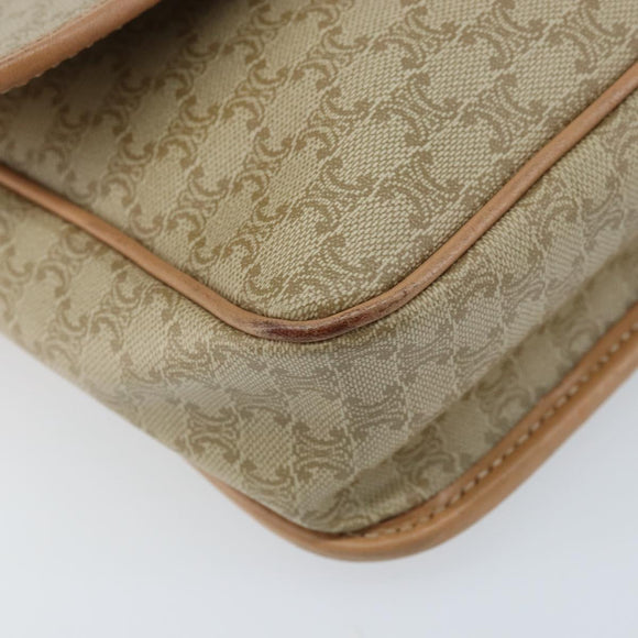 CELINE Macadam Canvas Umhängetasche PVC Beige Gold Auth YKZ185A