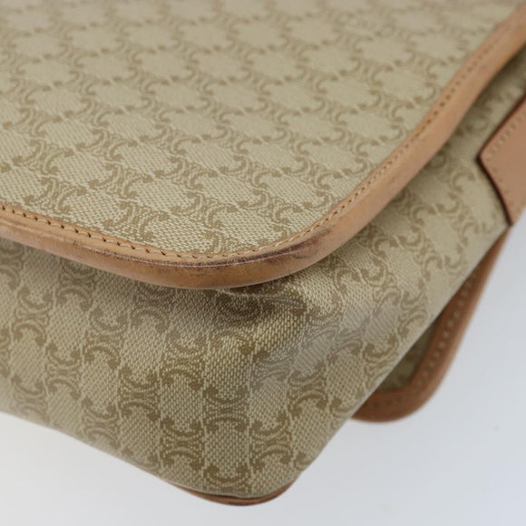 CELINE Macadam Canvas Umhängetasche PVC Beige Gold Auth YKZ185A