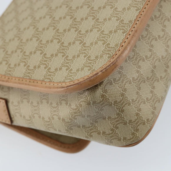 CELINE Macadam Canvas Umhängetasche PVC Beige Gold Auth YKZ185A