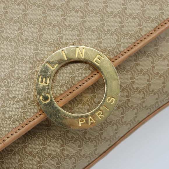 CELINE Macadam Canvas Umhängetasche PVC Beige Gold Auth YKZ185A