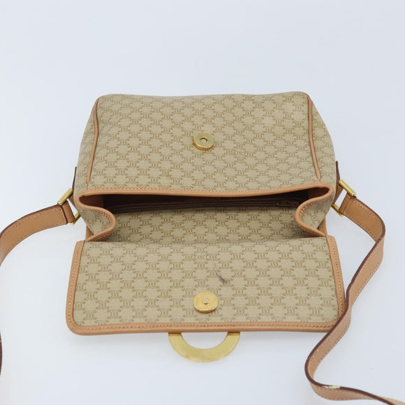 CELINE Macadam Canvas Umhängetasche PVC Beige Gold Auth YKZ185A
