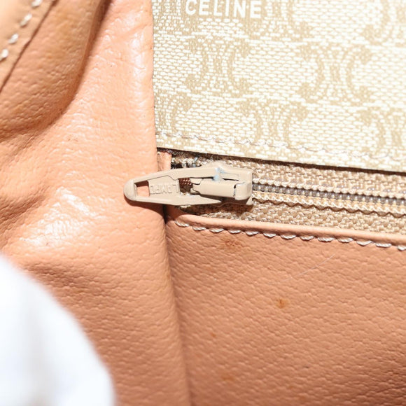 CELINE Macadam Canvas Umhängetasche PVC Beige Gold Auth YKZ185A