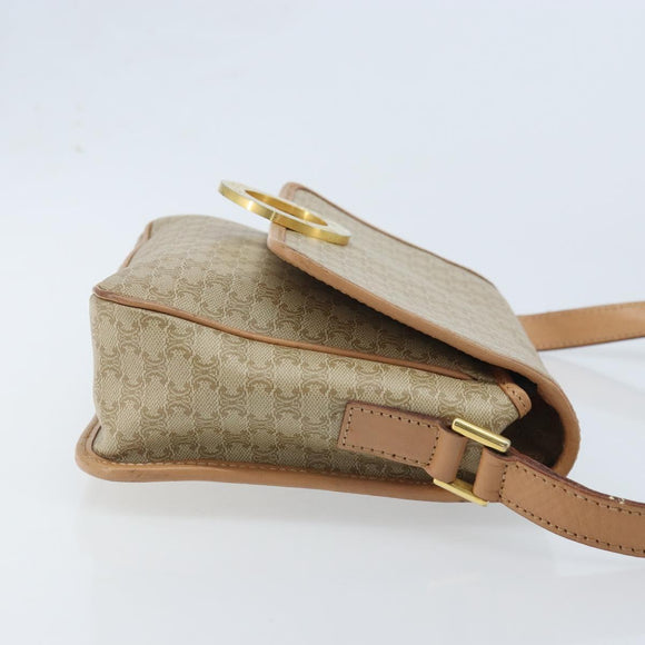 CELINE Macadam Canvas Umhängetasche PVC Beige Gold Auth YKZ185A