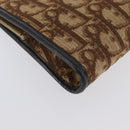 Christian Dior Trotter Canvas Pouch Brown Gold Auth YKZ187-14